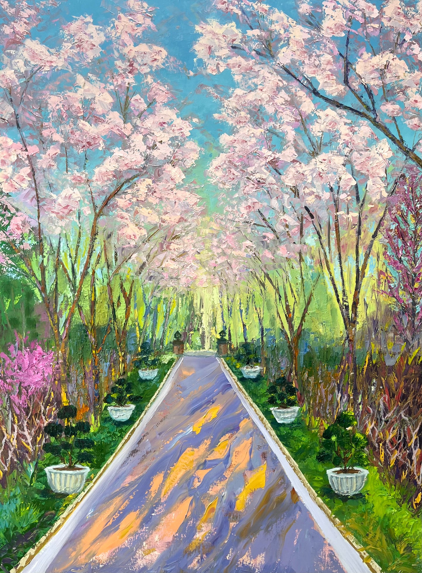 Duke Gardens Cherry Blossoms Original Oil Painting