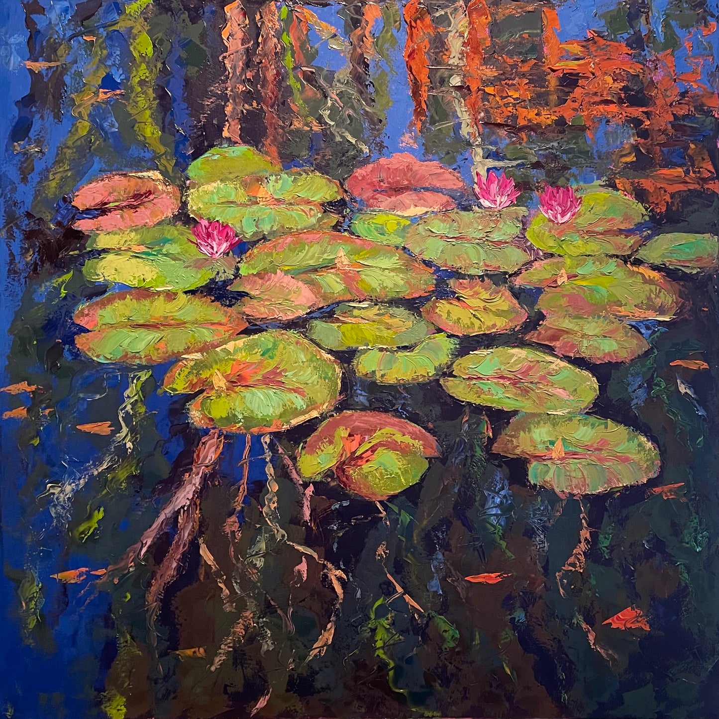 Lily Pad Original Oil Painting / Duke Gardens / Durham North Carolina