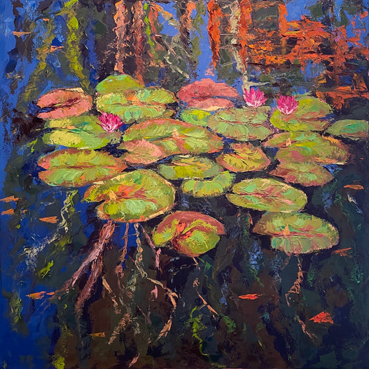 Lily Pad Original Oil Painting / Duke Gardens / Durham North Carolina