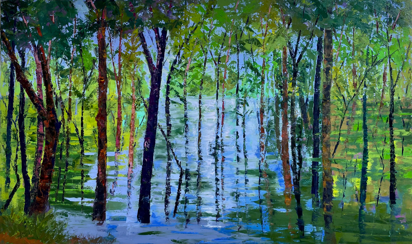 Lake Jorden Original Oil Painting / North Carolina