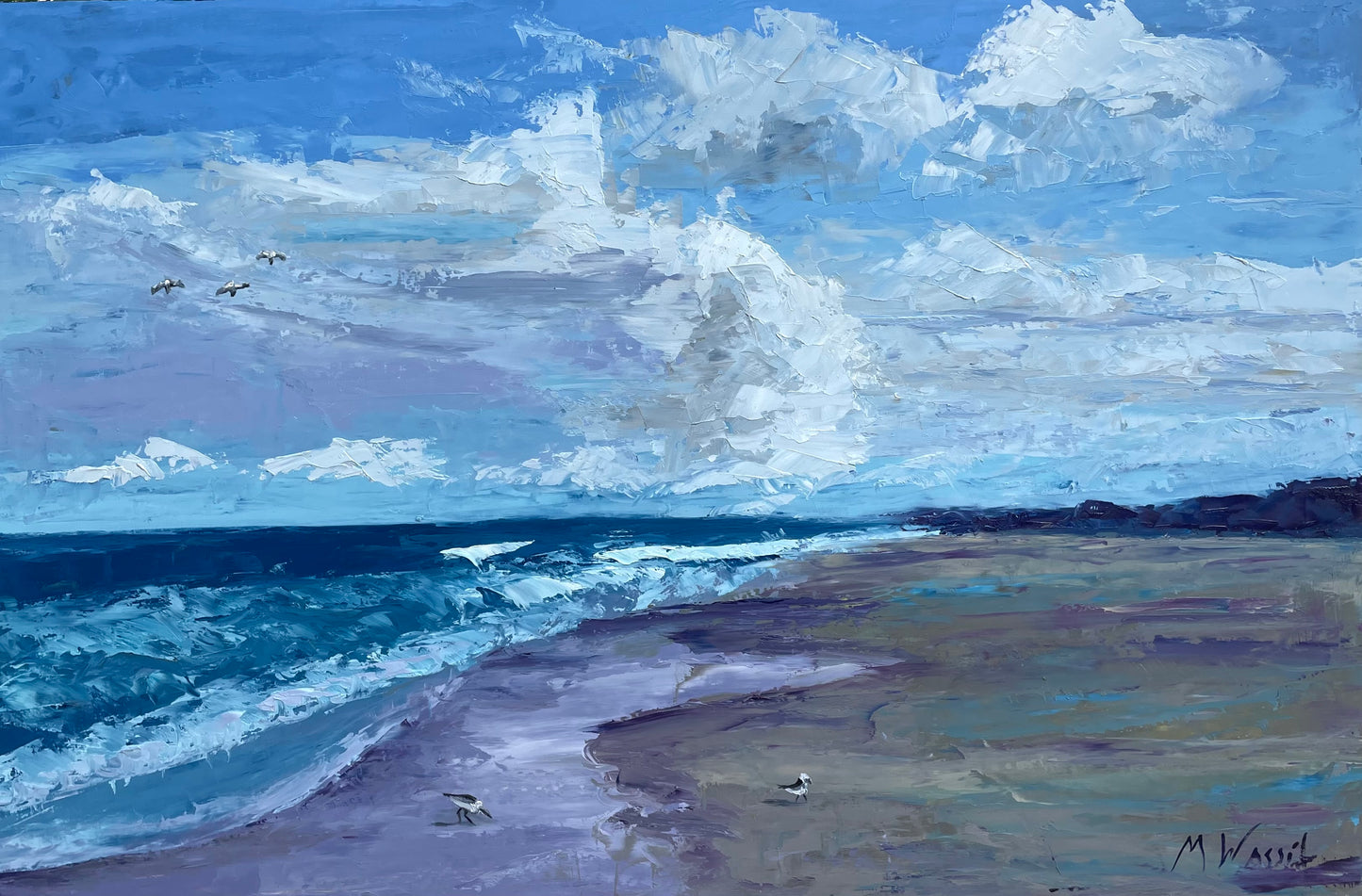 Wrightsville Beach Seascape Painting / Oil on Cradled Wood Panel