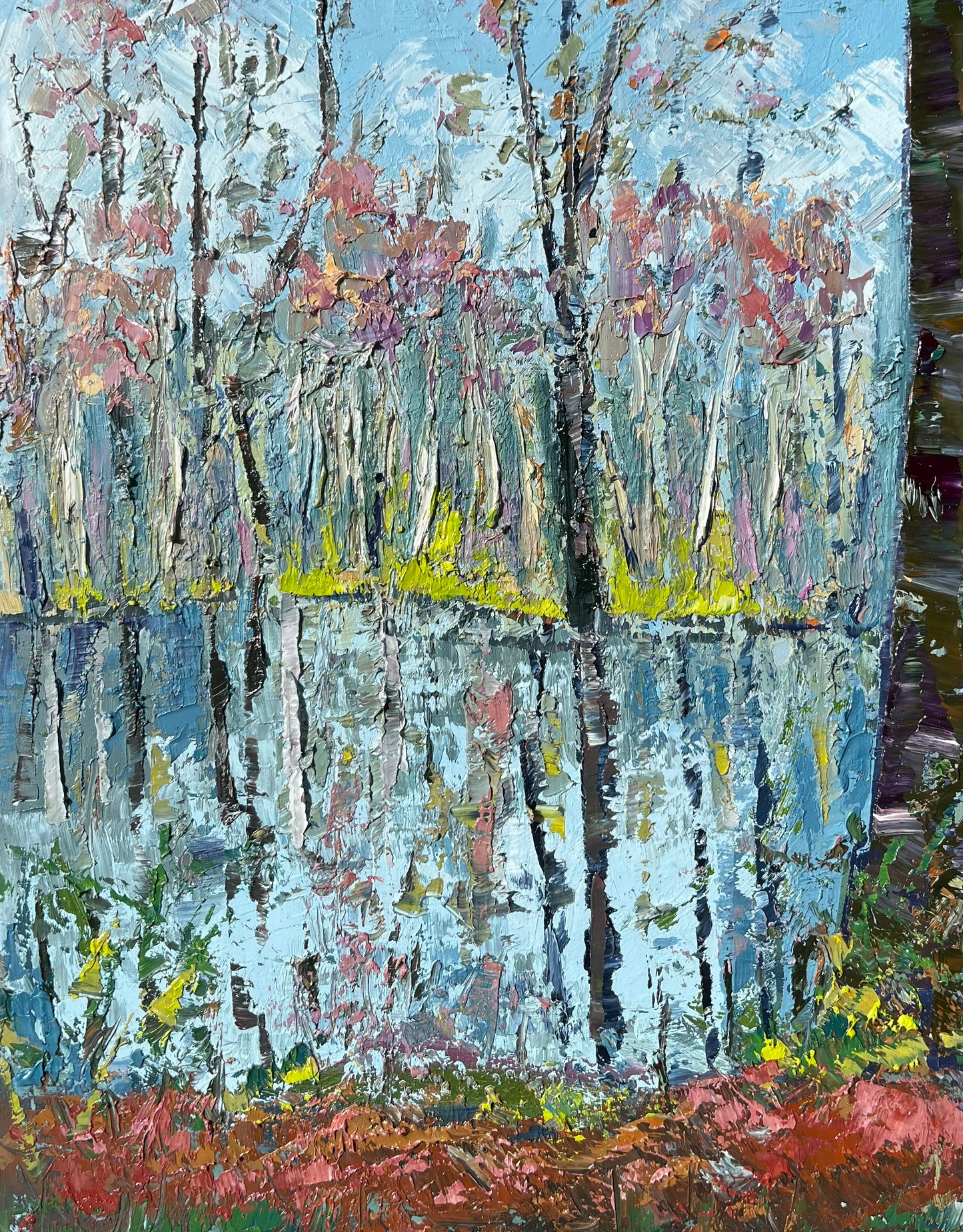 Impasto Landscape Oil Painting / North Carolina Umstead Park