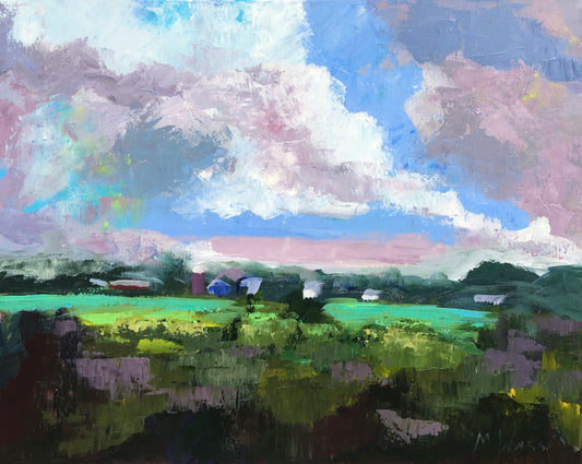 Blue and Purple Sky / Impressionistic Landscape Painting / New York Countryside