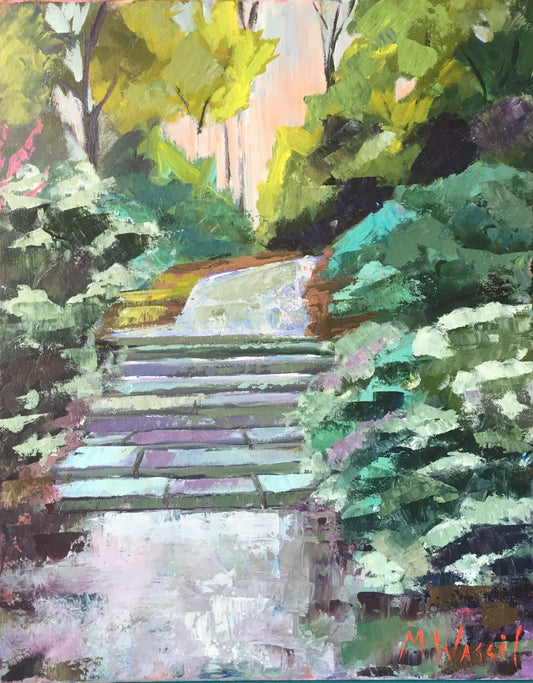 Stone Garden Path Original Oil Painting / Durham, North Carolina