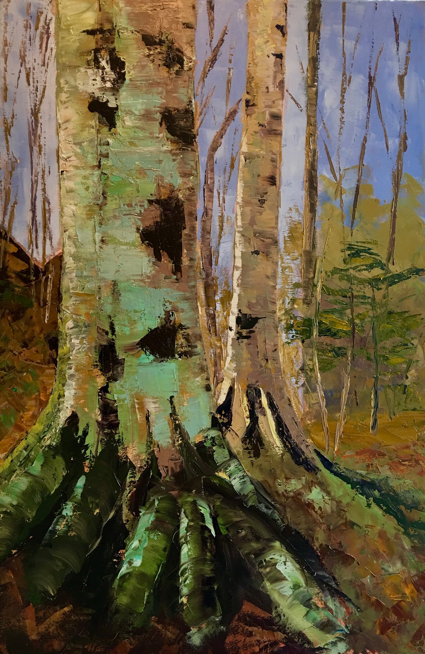 Beech Tree Original Oil Painting / Green Moss / Landscape Painting / North Carolina, Swift Creek Nature Preserves